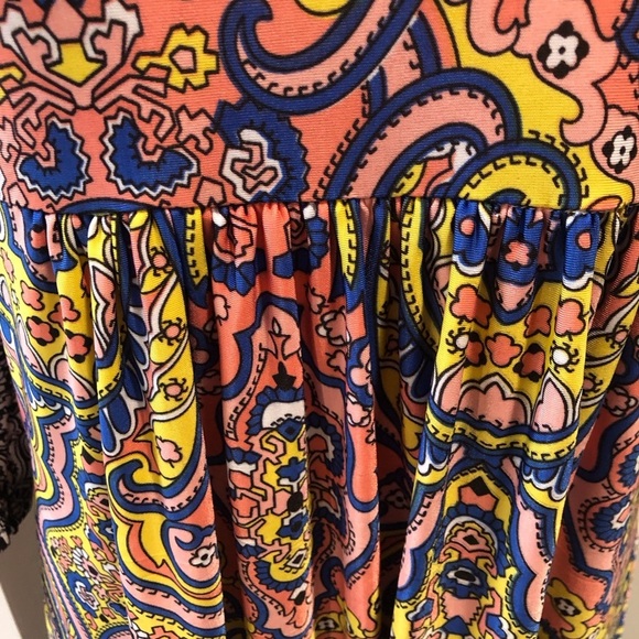 Reborn Large Colorful Paisley Print Peplum Baby Doll Dress Runs Small - Picture 3 of 5